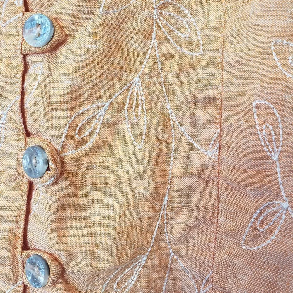 AEGEAN 100% Linen Embroidered Top - Picture 2 of 7